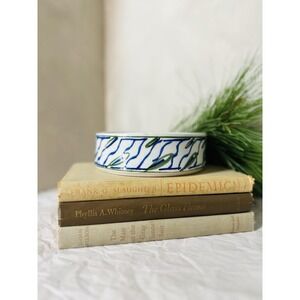 Vtg Alaskan Studio Pottery Bowl Blue Green Handmade Shallow Dish